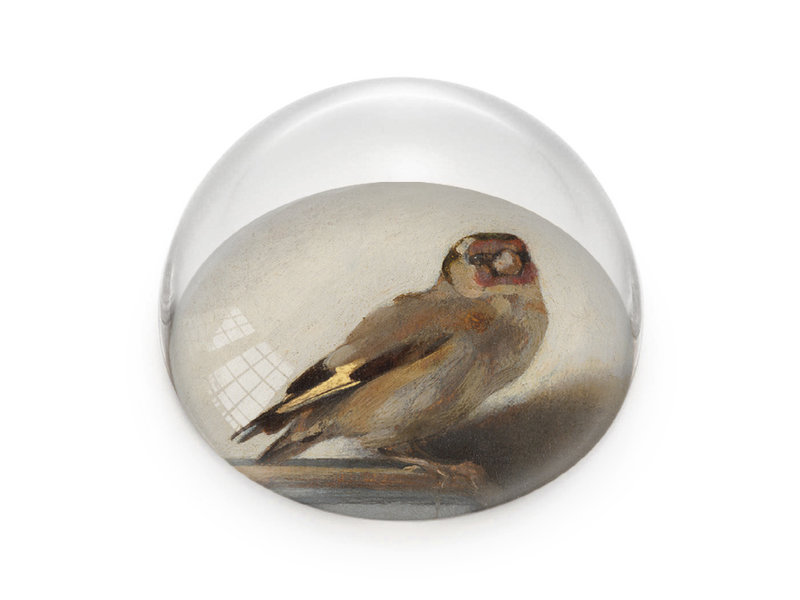 Glass Dome/Paperweight, Goldfinch, Carel Fabritius