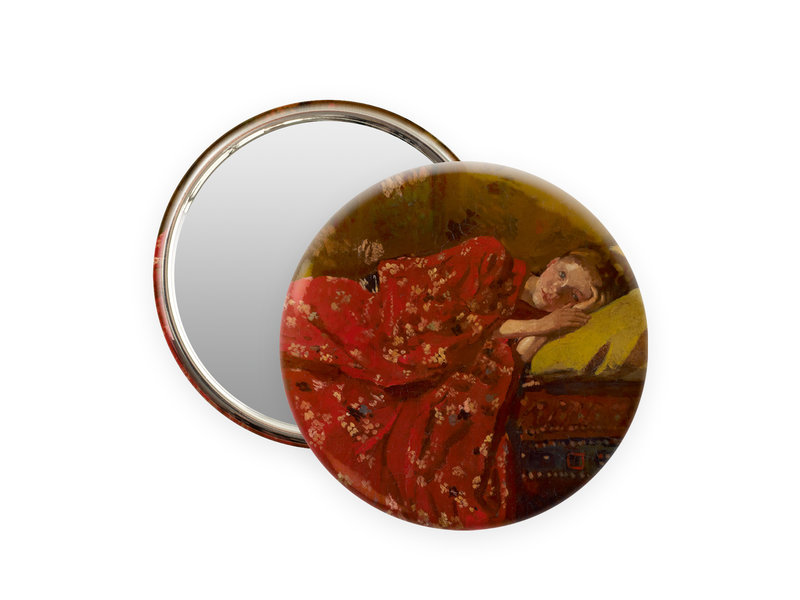 Espejo de bolsillo,  Ø 80 mm, Breitner, Chica en kimono rojo