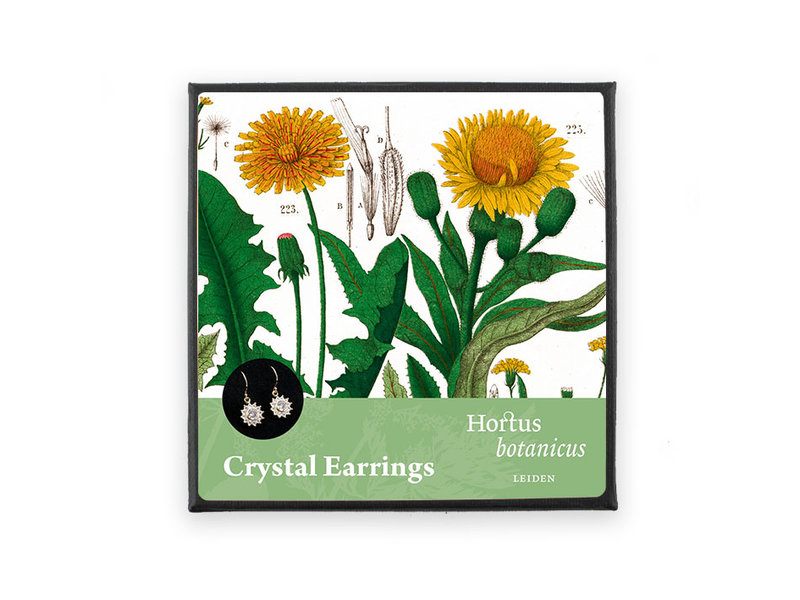 Gold plated earrings with glittering crystal stones, Dandelion