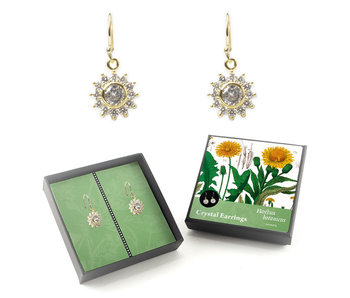 Gold plated earrings with glittering crystal stones, Dandelion