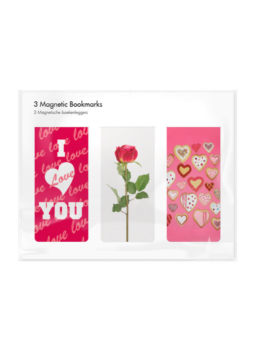 Set of 3, Magnetic bookmark,  I Love you