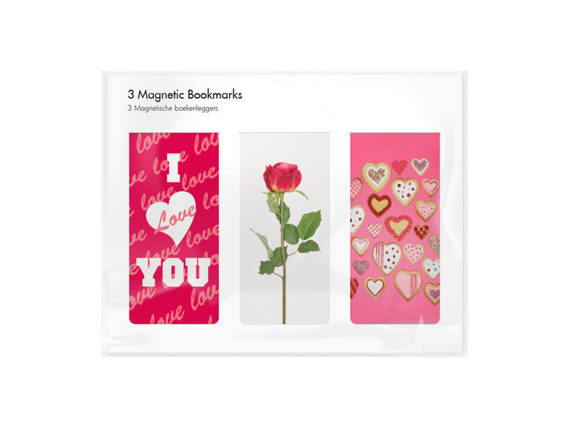 Set of 3, Magnetic bookmark, I Love you