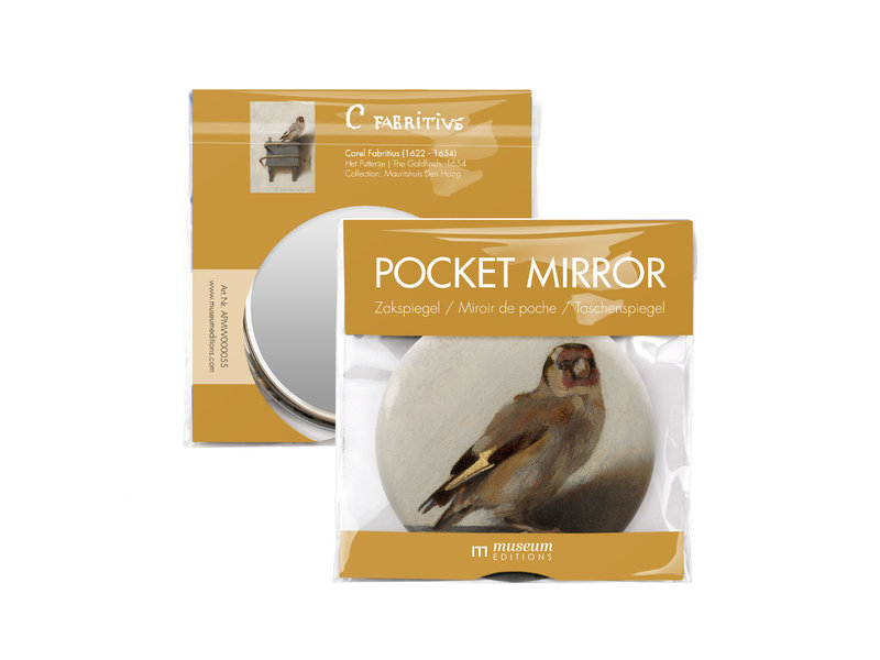 Pocket Mirror, Ø 80 mm , Goldfinch, Carel Fabritius