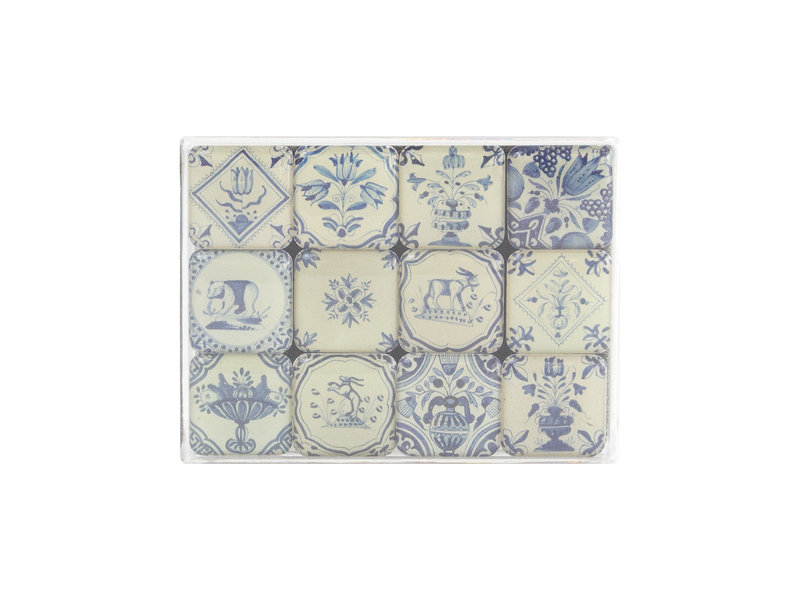 Juego de mini imanes, azulejos azules de Delft