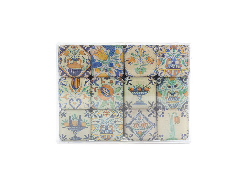 Juego de mini imanes, azulejos policromados de Delft