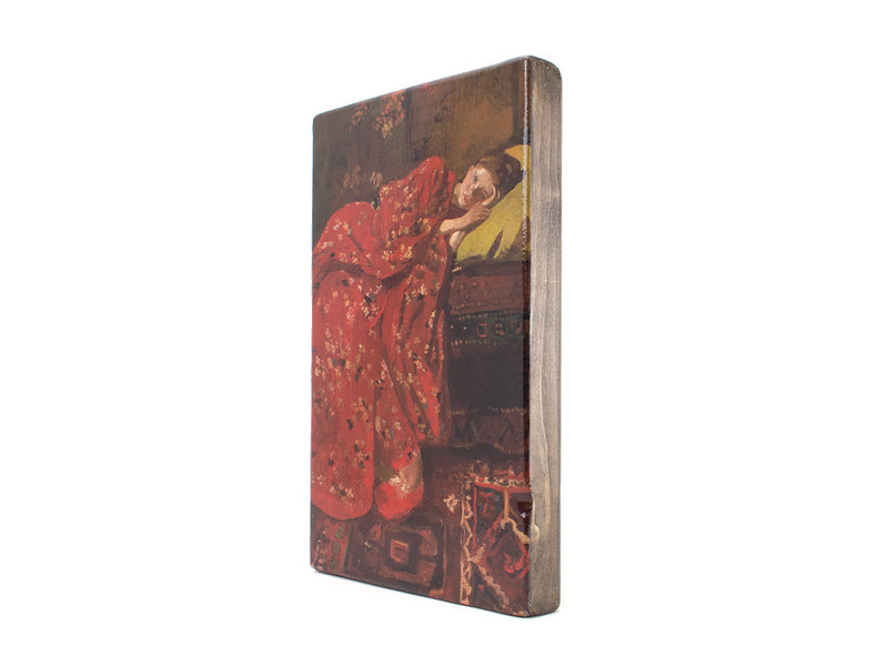 Maestros en madera, Breitner, Chica en kimono rojo,  300 x  195 mm