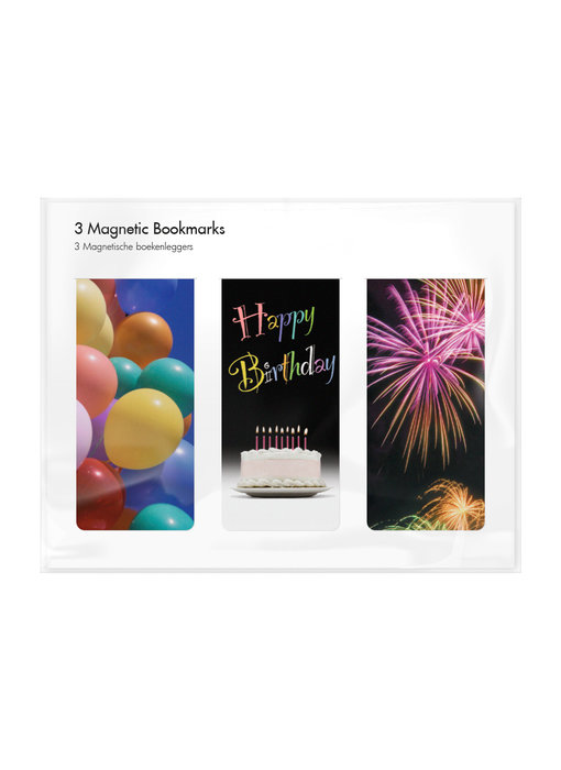 Set van 3, Magnetische boekenleggers, Happy Birthday