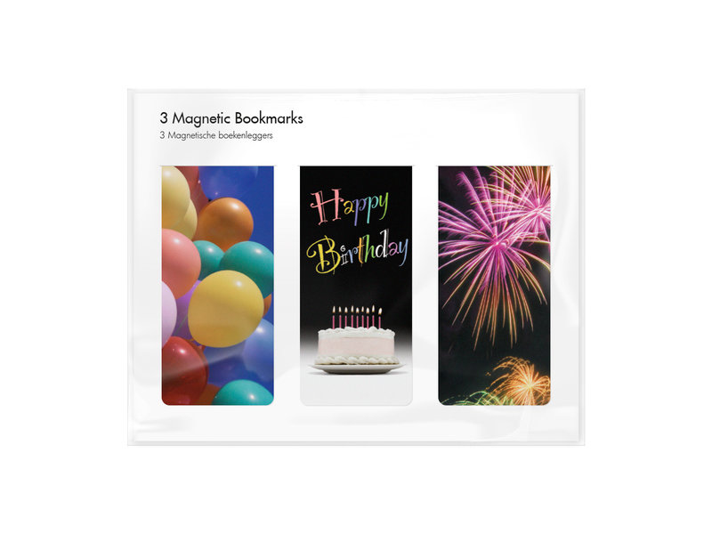 Set of 3, Magnetic bookmark Happy Birthday