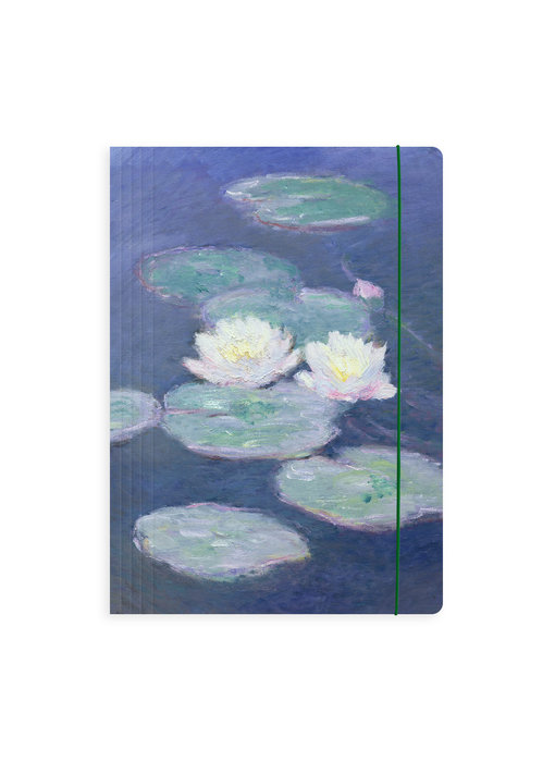 Portfolio with elastic closure, Monet, Water lilies in evening light