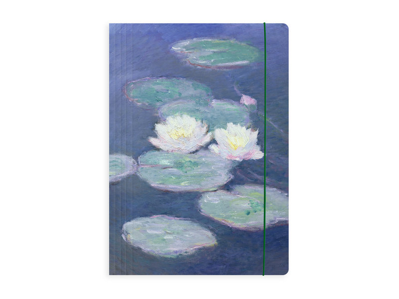 Portfolio with elas.tic closure A4 , Monet, Water lilies in evening light