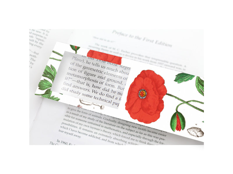 Marque-page avec loupe,Coquelicot, Hortus Botanicus