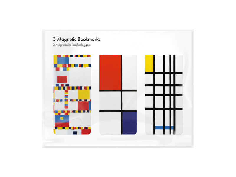 Set van 3, Magnetische boekenleggers Piet Mondriaan