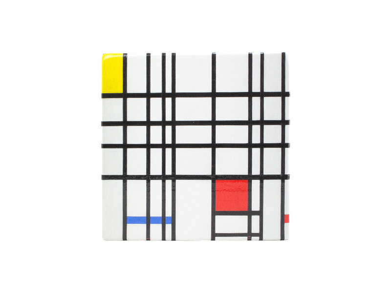 Meister auf Holz, Mondrian,  composition with yellow-blue-and-red