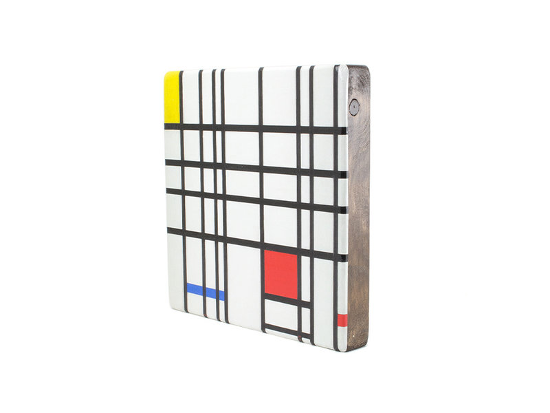 Masters-on-wood,  Mondrian,  composition with yellow-blue-and-red