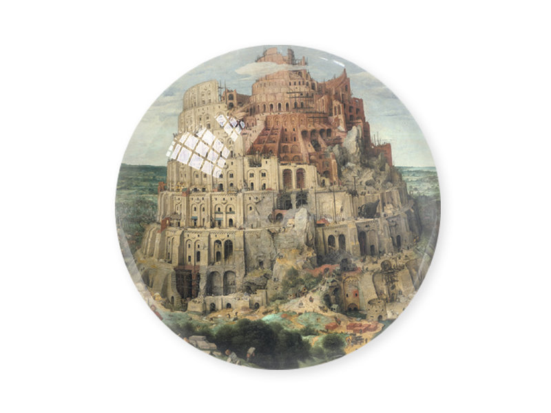 Pisapapeles de vidrio, Brueghel, Torre de Babel