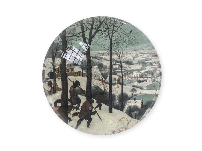 Glazen bolle  presse papier, Brueghel, Jagers In de Sneeuw