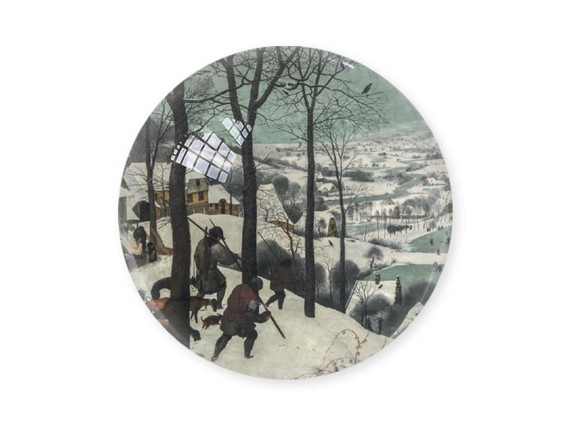 Presse-papier en verre,  Brueghel, chasseurs dans la neige