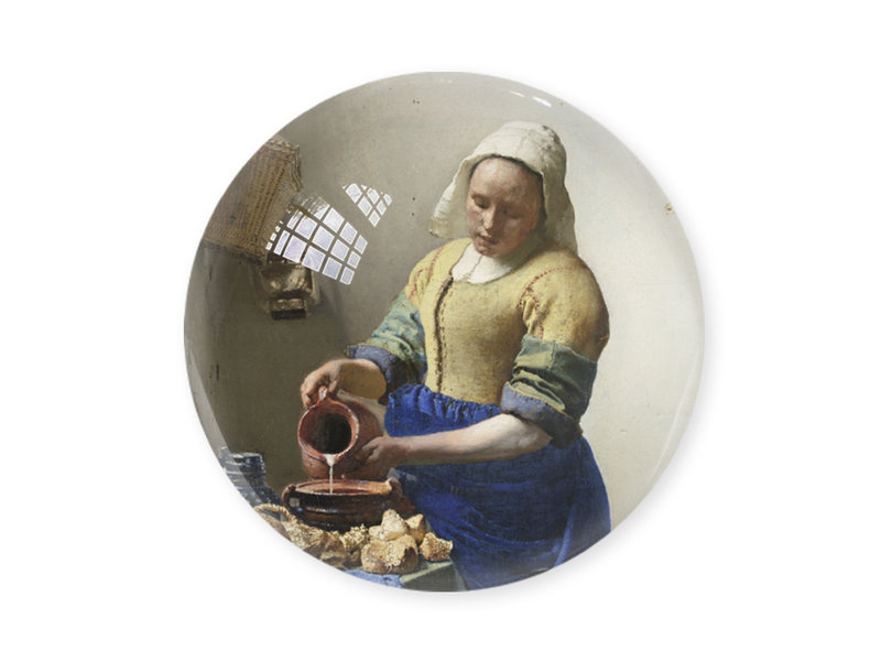 Glas konvexer Briefbeschwerer, Vermeer,  Das Milchmädchen