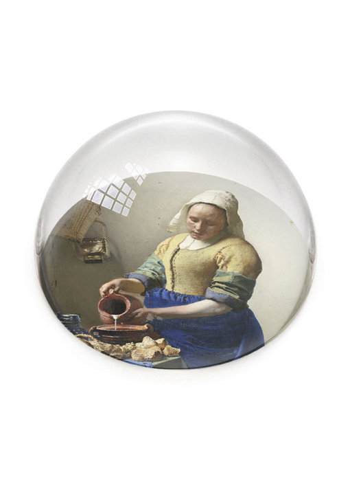 Glas konvexer Briefbeschwerer, Vermeer,  Das Milchmädchen