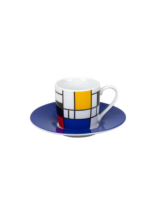 Espresso cup and saucer Mondrian blue