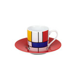 Taza espresso y platillo Mondrian rojo