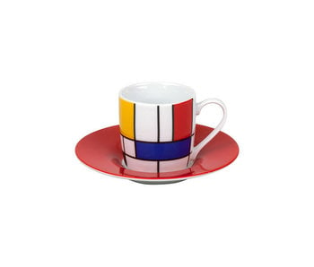 Espresso cup and saucer Mondrian Red