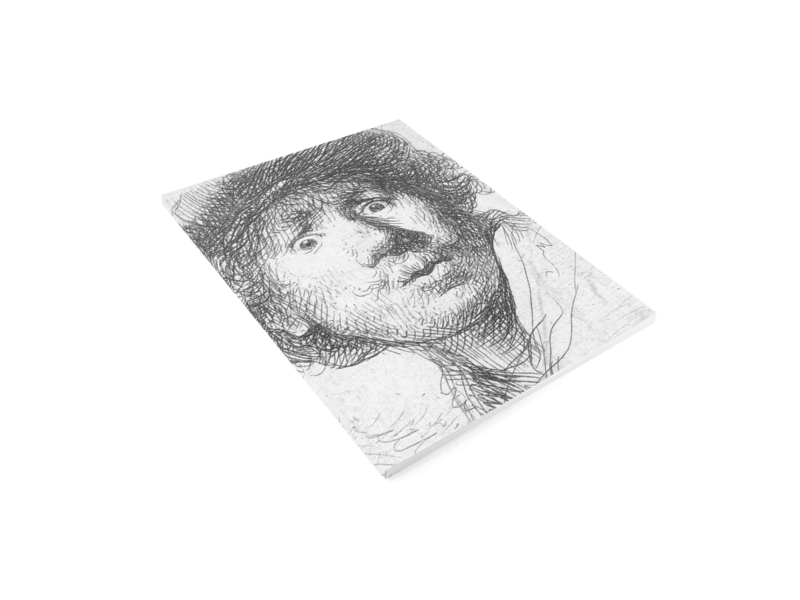 Softcover kunst schetsboek,  Rembrandt, ets, Verbaasde blik
