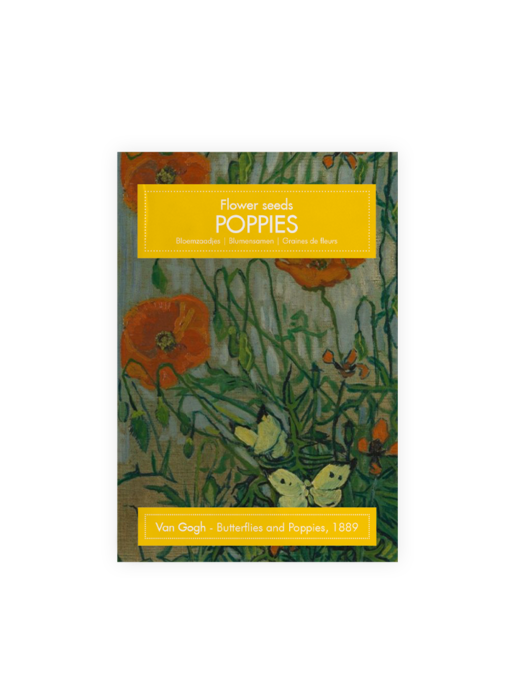 Postal con semillas, Van Gogh, mariposas y amapolas