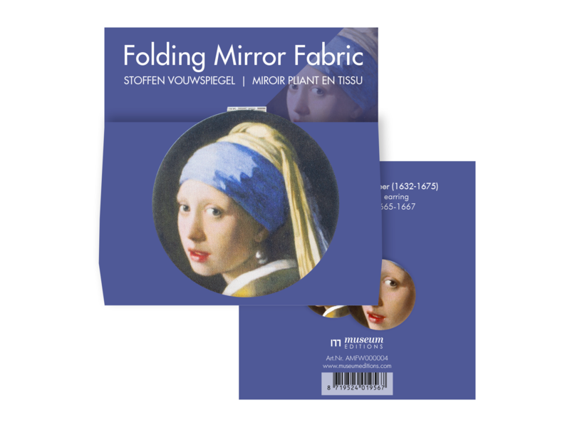 Miroir de poche pliant microfiber, Vermeer, fille avec une boucle d'oreille perle