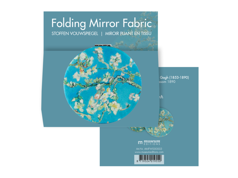 Miroir de poche pliant, microfiber, Van Gogh, fleur d'amandier