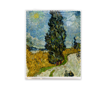 Chiffon à lunettes, 15x18 cm, Route de campagne en Provence la nuit, Van Gogh