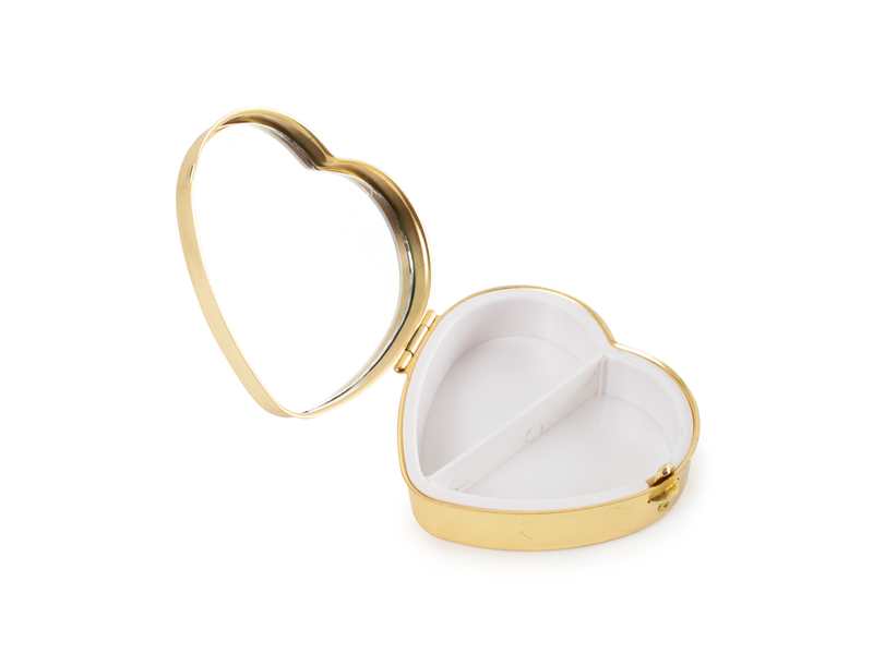 Retro Heart Shape Pill Box Gold For Sale at 1stDibs  yellow pill with heart,  556 pill, yellow pill with heart shaped on it