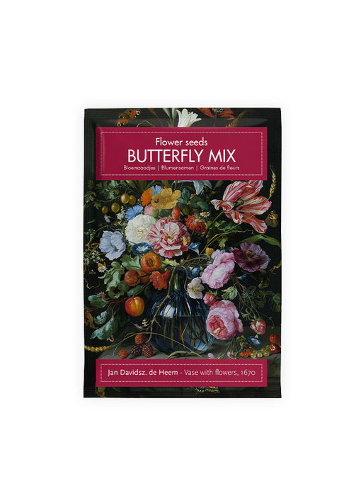 Bolsa de semillas de postal, Naturaleza muerta floral, De Heem