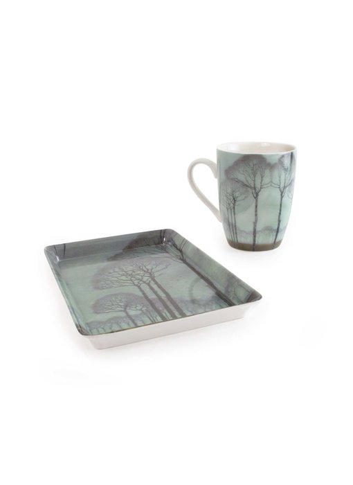 Set: Mug & tray, Jan Mankes, Row of trees