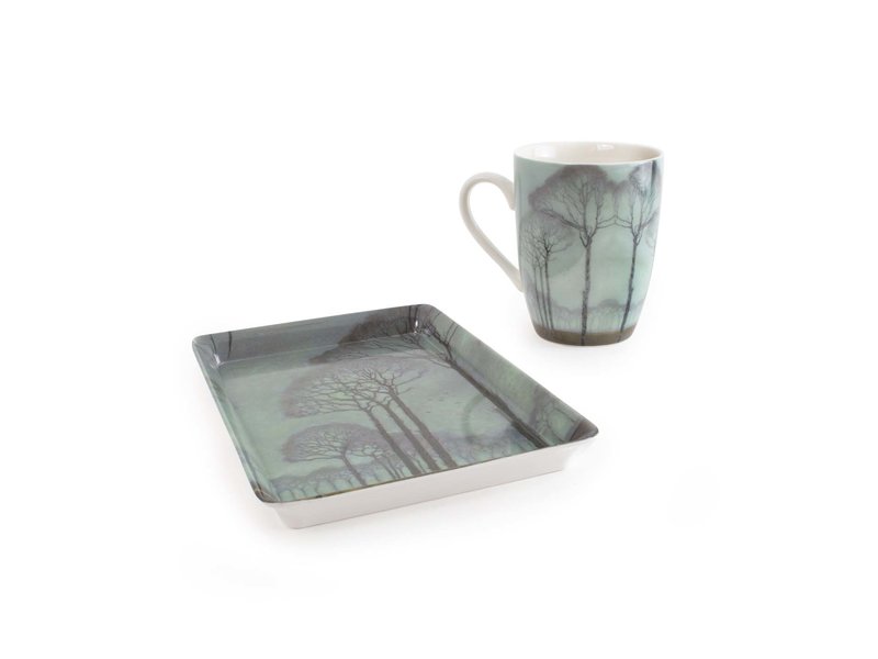 Set: Mug & tray, Jan Mankes, Row of trees