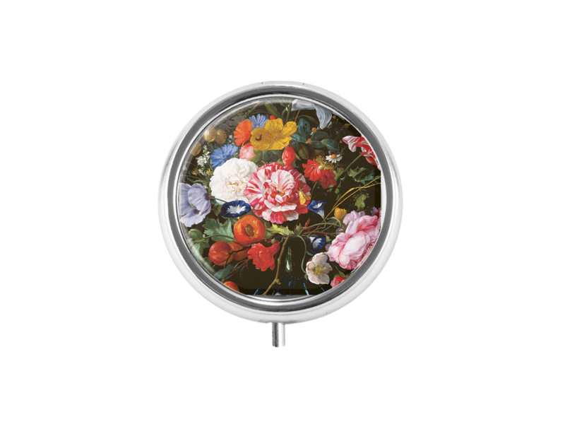 Pillbox , silver, De Heem, Vase with Flowers