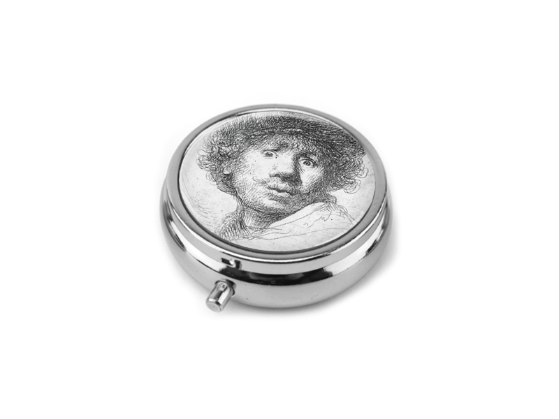 Pillbox , silver, Rembrandt, Curious Face