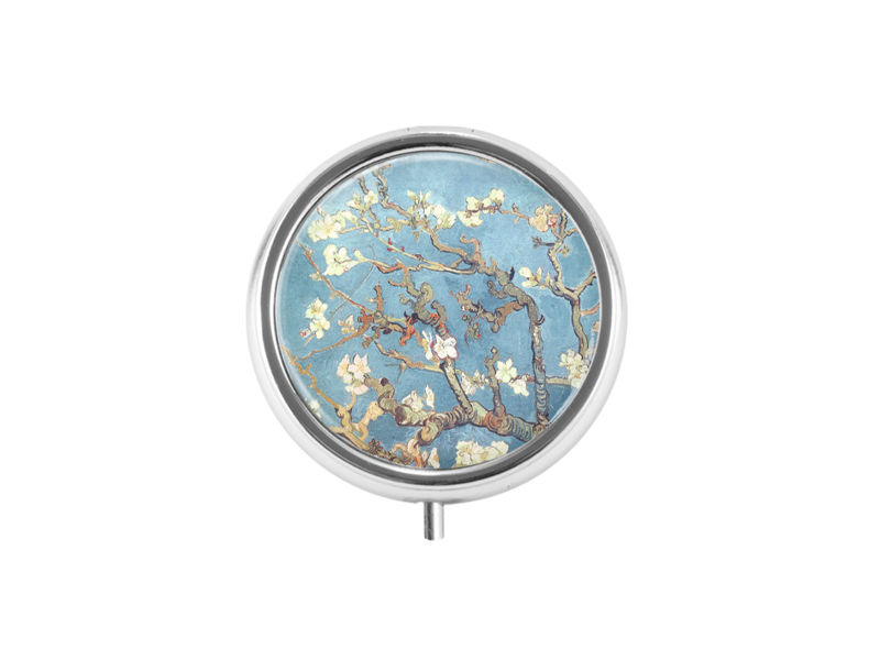 Pillbox ,silvercolour, Van Gogh, Almond Blossom