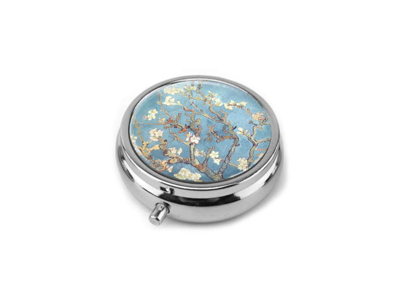 Pillbox ,silvercolour, Van Gogh, Almond Blossom