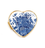 Pastillero, en forma de corazón, Azul de Delft, pájaro azul