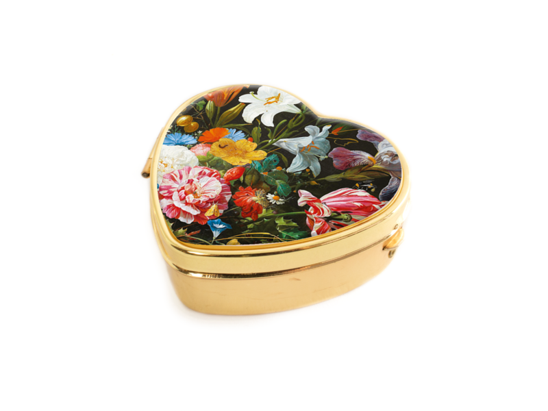 Pillbox , Vermeer, De Heem, Flowers