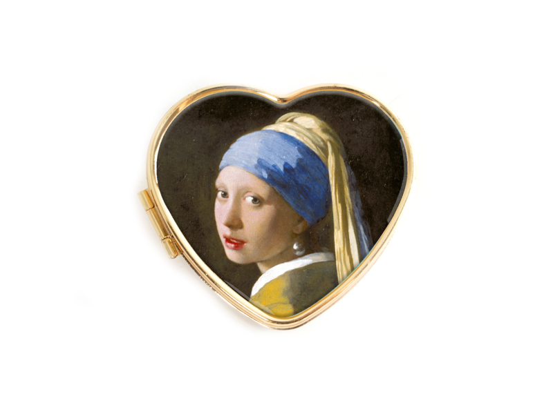 Pillendose, Herzform, Mädchen mit Perlenohrring, Vermeer