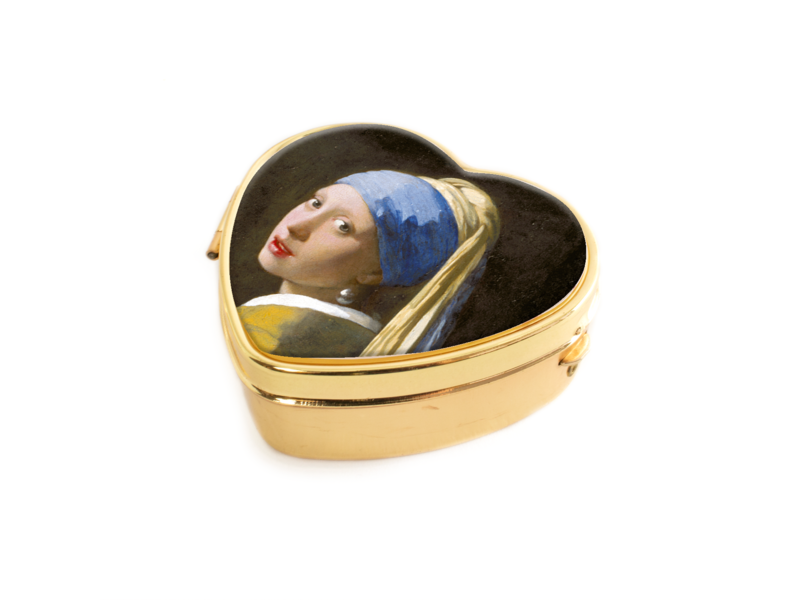 Pillendose, Herzform, Mädchen mit Perlenohrring, Vermeer