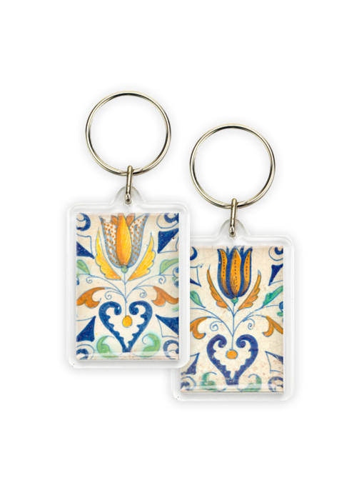 Keyring, Delft Blue Tile,  Tulip-heart