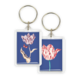 Porte-clés, tulipe avec papillon