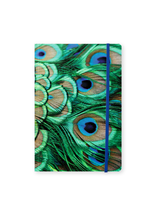 Softcover Book, A5, peacock feathers