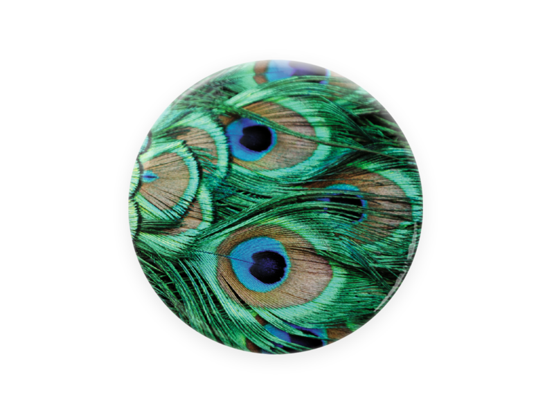 Pocket Mirror, Ø 80 mm , peacock feathers