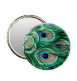 Pocket Mirror, Ø 80 mm , peacock feathers