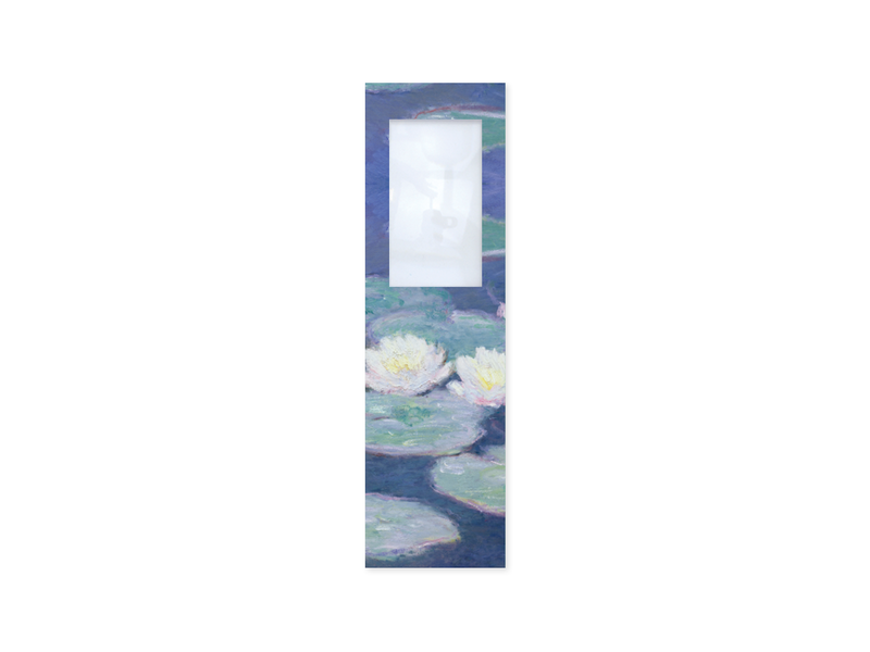 Lesezeichen mit Lupe,   Monet, Seerosen  im Abendlicht
