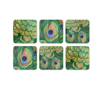 Coasters , Peacock, set of 6